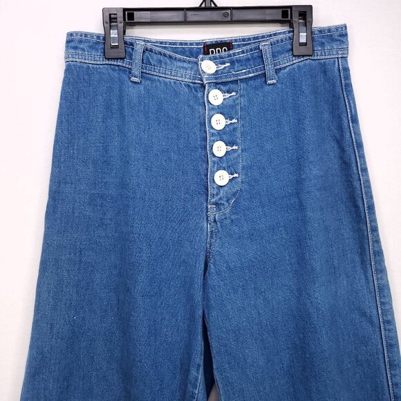 Urban Outfitters BDG Jeans Super Wide Leg Button Fly High Waist Raw Hem Size 25 - Picture 10 of 13